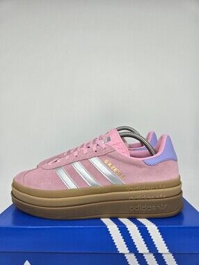 adidas Gazelle Bold JH5539 True Pink Silver Purple Shoes Women's Size 7.5